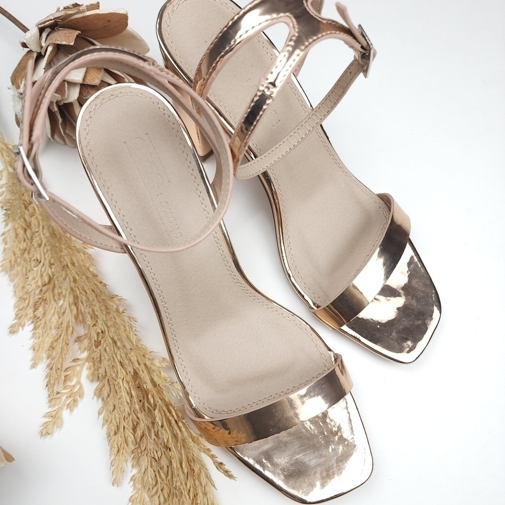ASOS Gold Strappy Sandal Heels UK 4.5 US 6.5m - Picture 9 of 11